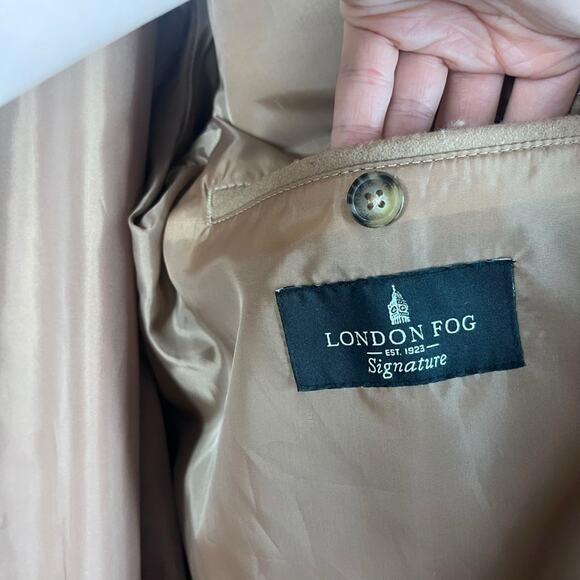London Fog Men's Wool Pea Coat Overcoat Long Preppy Academia Tan Beige Camel 44S - Picture 4 of 10